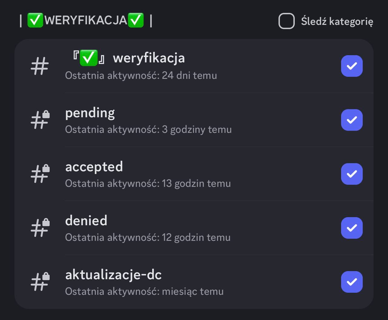 Realny ekran weryfikacji na serwerze Łowców Pipsów